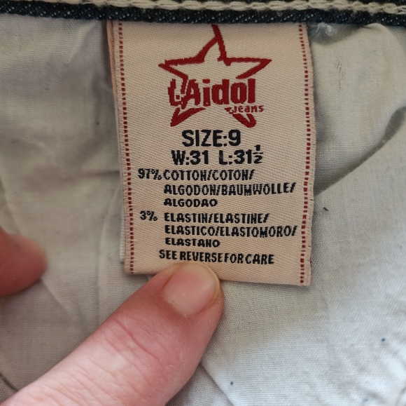 LA Idol USA Rhinestone Embroidered Jeans , Size 9 - Picture 3 of 8